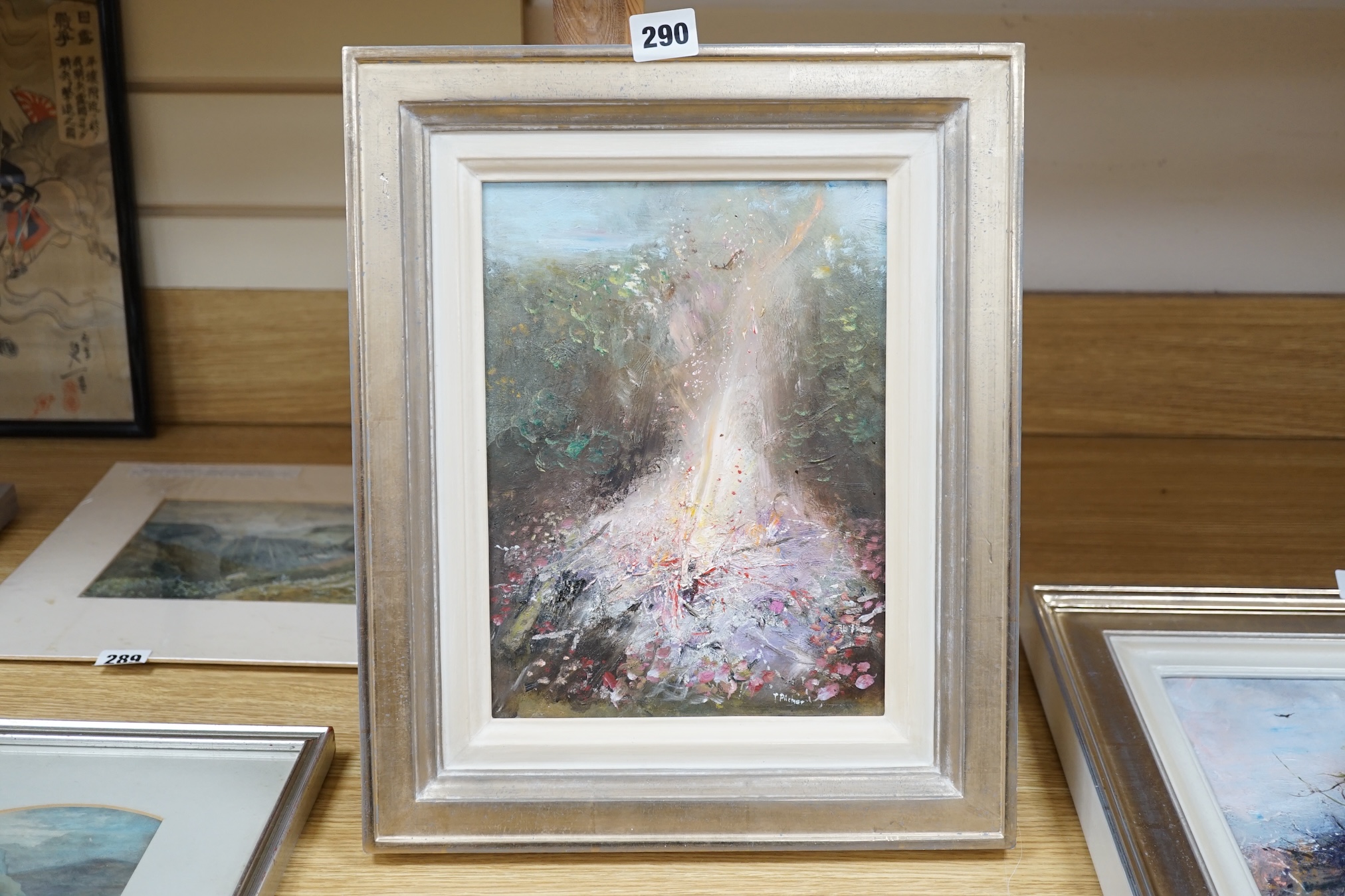 From the Studio of Fred Cuming. Terence Pilcher (20th. C), contemporary oil on board, ‘Bonfire’, signed, 27 x 20cm. Condition - good